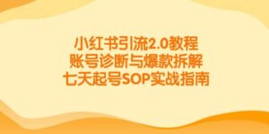 小红书引流2.0教程，账号诊断与爆款拆解，七天起号SOP实战指南-天威侠客｜小天爱分享项目学习网